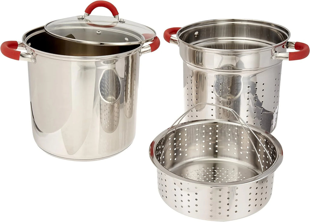 12 Qt Stainless Steel Pasta Cooker with Glass Lid R598