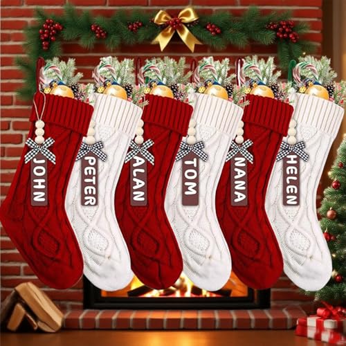 18" Cable Knit Christmas Stockings 6-Pack H947