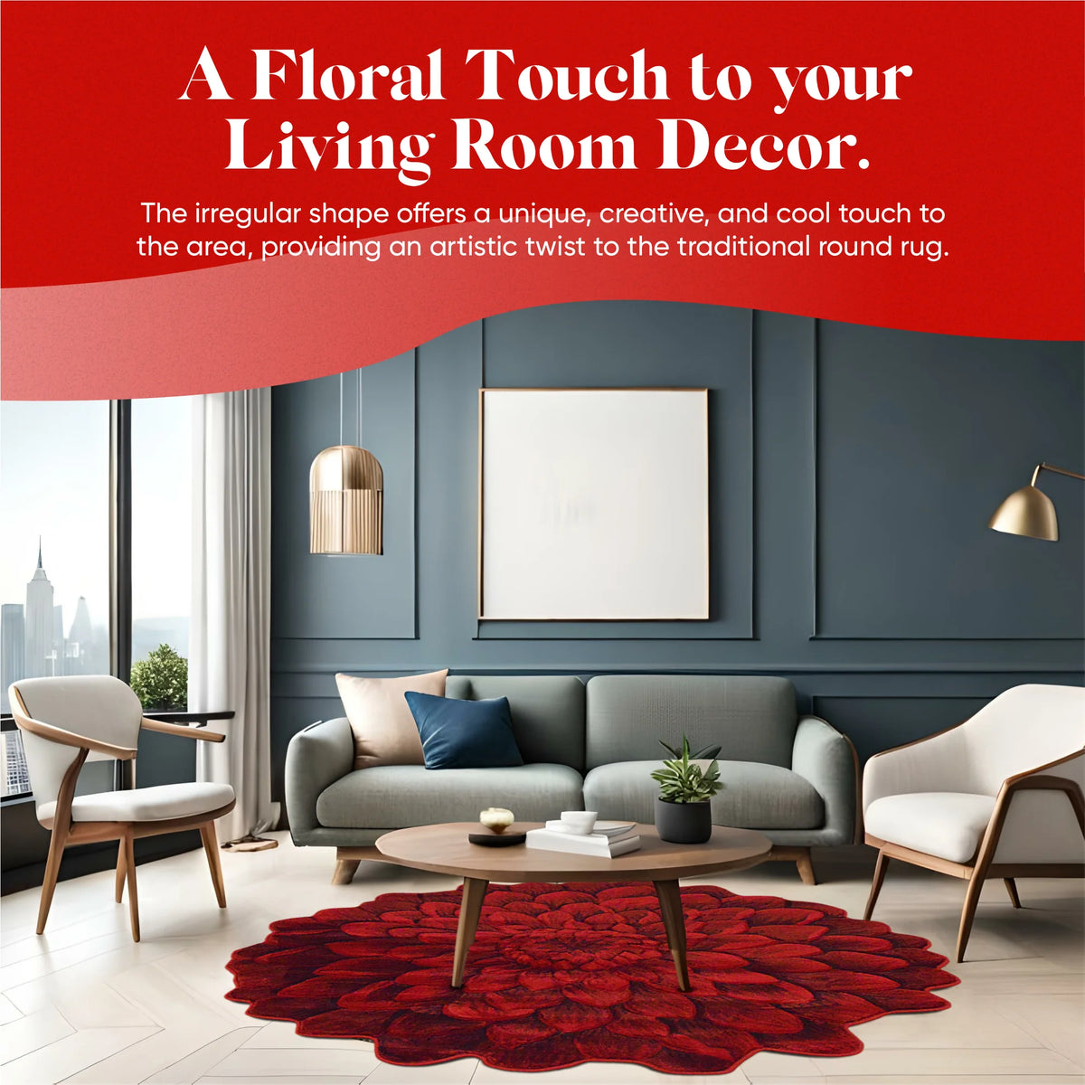 2 Ft Round Floral Rose Flower Shaped Accent Area Rug B835163