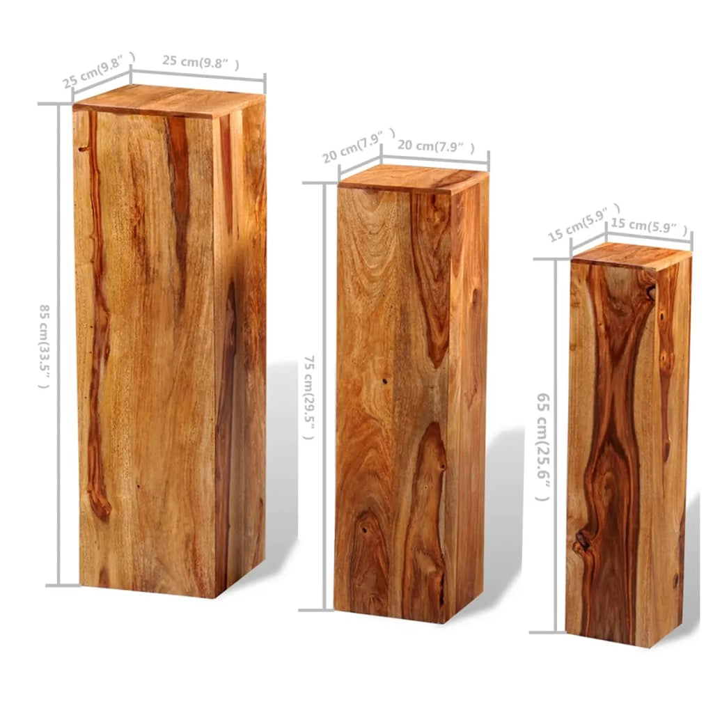 3 Piece Solid Sheesham Wood Stands R340821