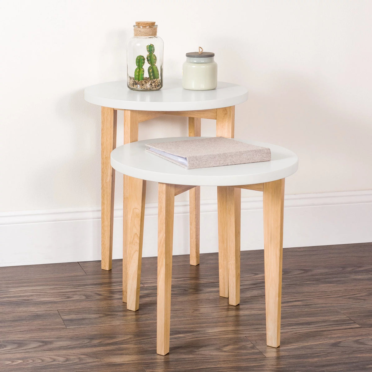 White and Natural Nesting Tables L14302