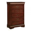 Cherry Brown 5 Drawers Pine Wood Dresser Chest Q707