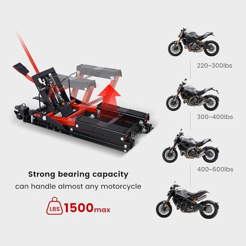 1500LBS Hydraulic Motorcycle Lift Jack with 4 Wheels W4780