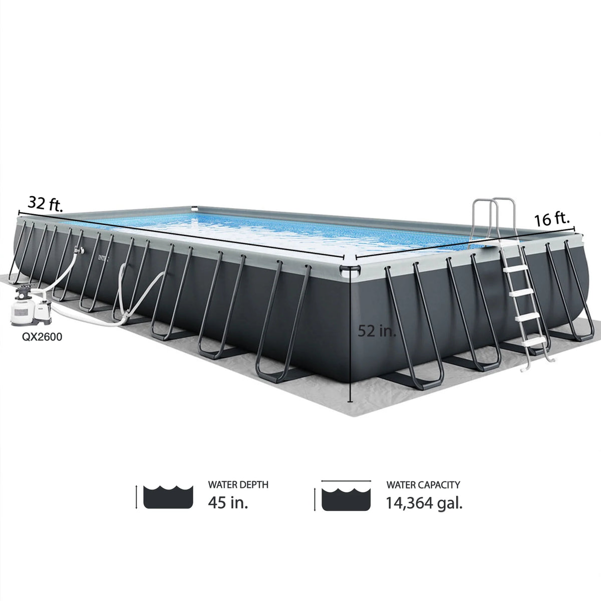 Rectangular Above Ground Swimming Pool Set G6335