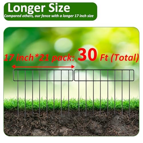20Ft x 13Inch Animal Barrier, 14 Pack Decorative Garden Fence Panels, Rustproof Metal, No Dig Fence with Ground Stakes J9942