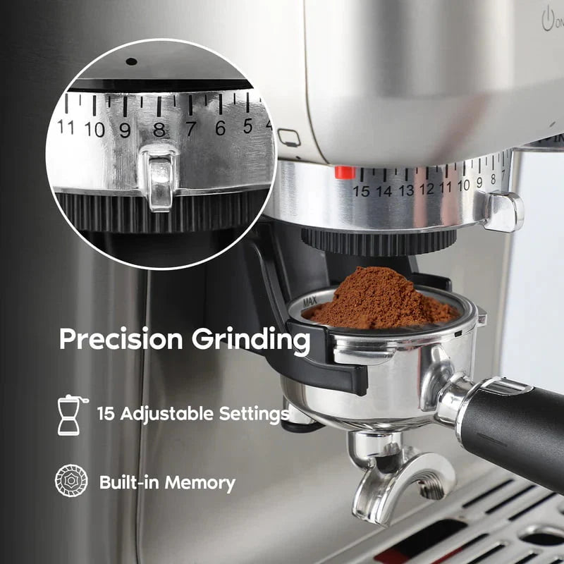 20 Bar Espresso Machine with LCD Display, 92 fl oz Water Tank, Silver F8497