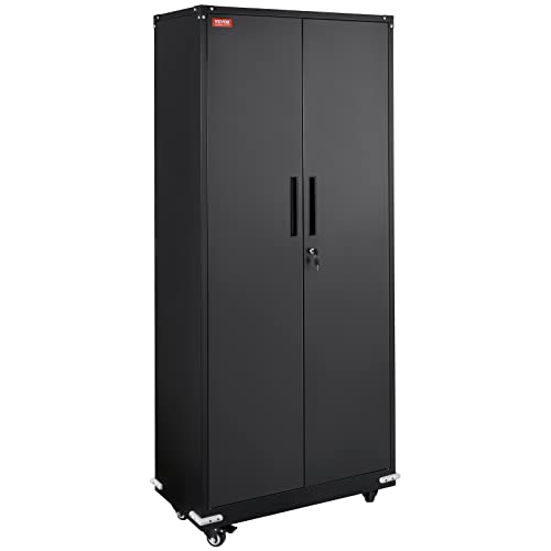 Black Metal Storage Cabinet with 4 Adjustable Shelves M5259