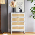 Rattan 4 Drawer Dresser Cabinet Organizer with Metal Legs J43356