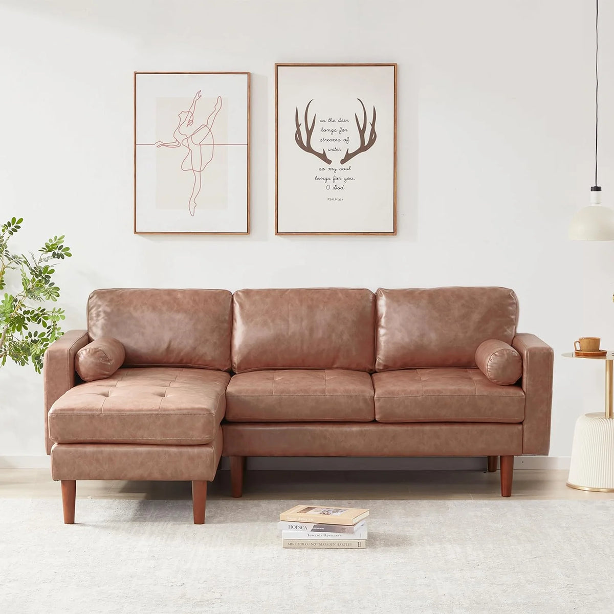 Brown L Shaped Sectional Sofa with Reversible Chaise B635