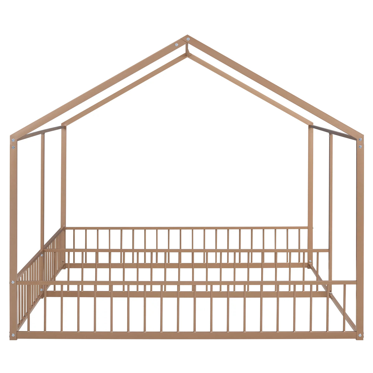 Twin Size Metal House Bed with Guardrails C397
